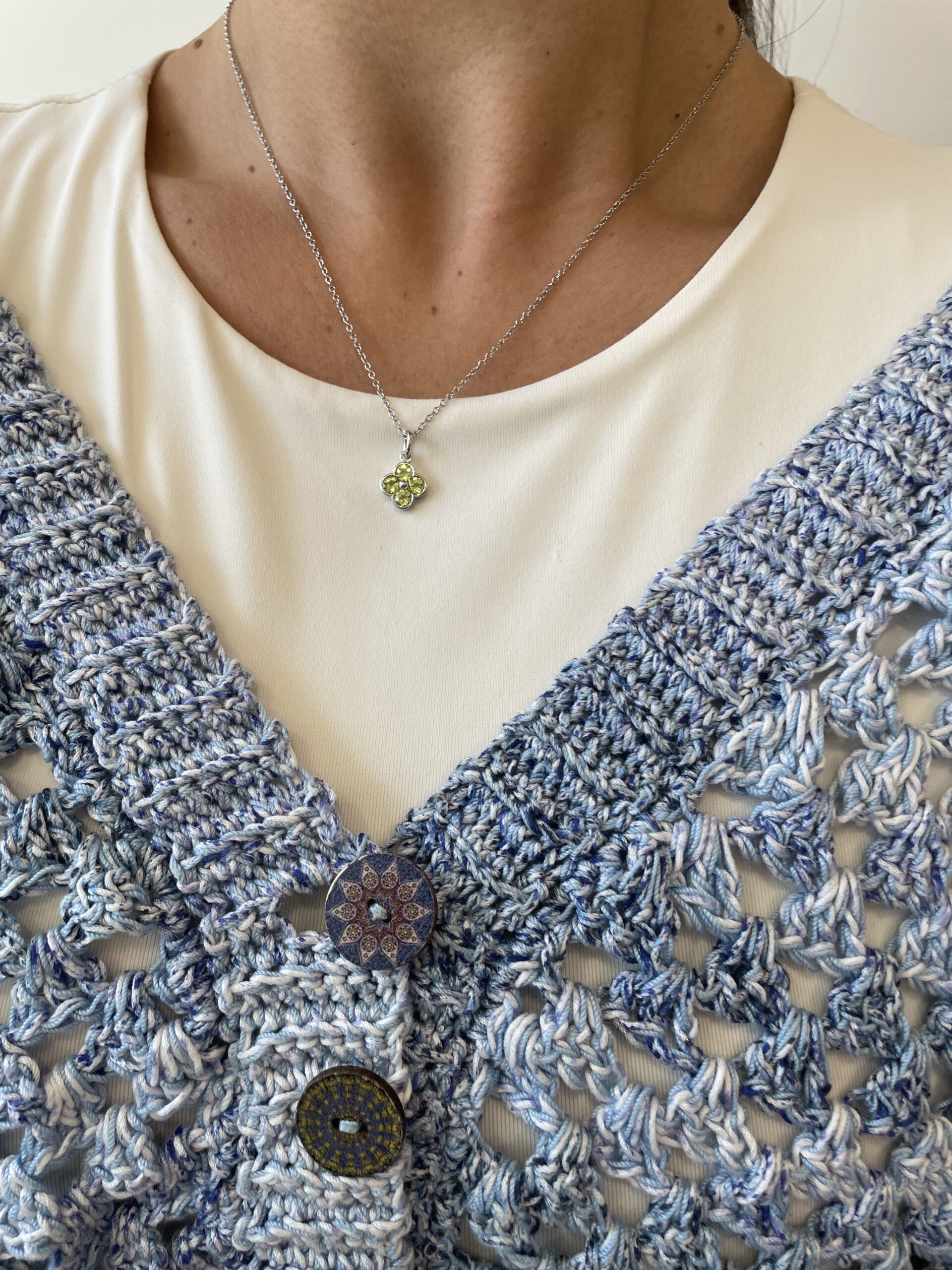 Sterling Silver Clover Gemstone Pendant Necklace
