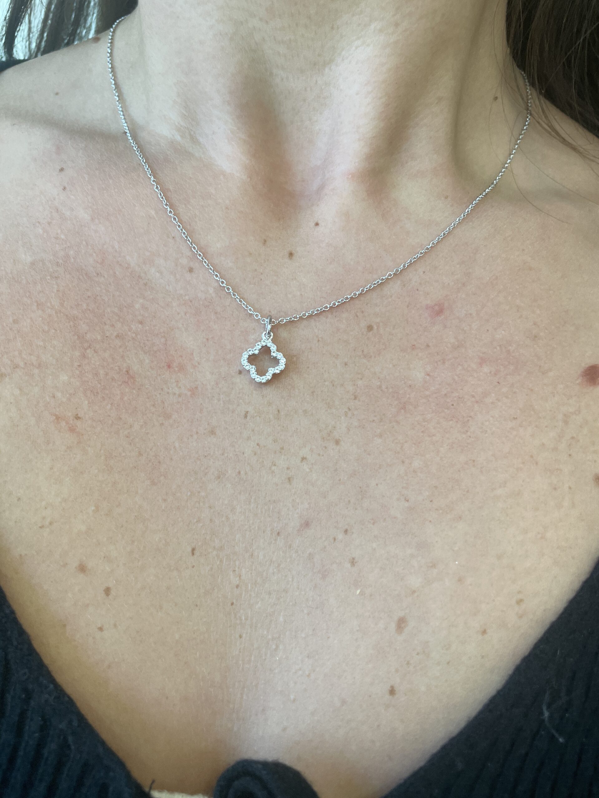 Sterling Silver White Topaz Clover Pendant Necklace