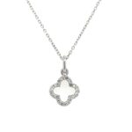 Sterling Silver White Topaz Clover Pendant Necklace