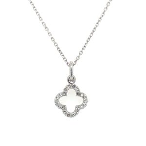 Sterling Silver White Topaz Clover Pendant Necklace