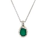 Sterling Silver Green Onyx Necklace