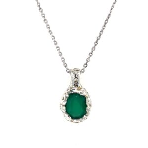 Sterling Silver Green Onyx Necklace