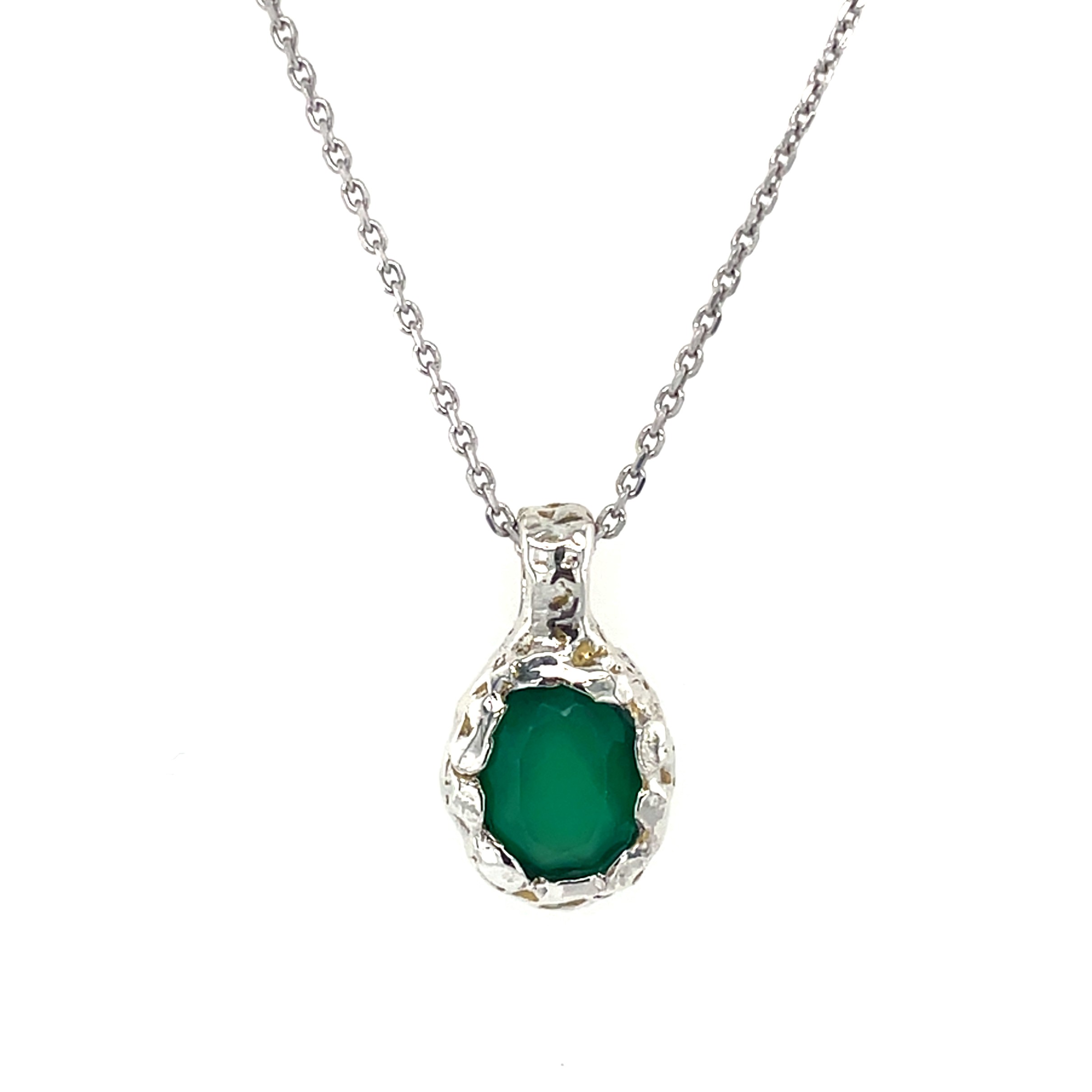 Sterling Silver Green Onyx Necklace