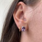 Sterling Silver Oval Amethyst Stud Earrings