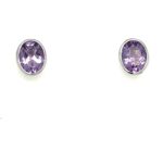 Sterling Silver Oval Amethyst Stud Earrings