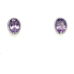Sterling Silver Oval Amethyst Stud Earrings