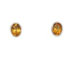 Sterling Silver Oval Citrine Stud Earrings