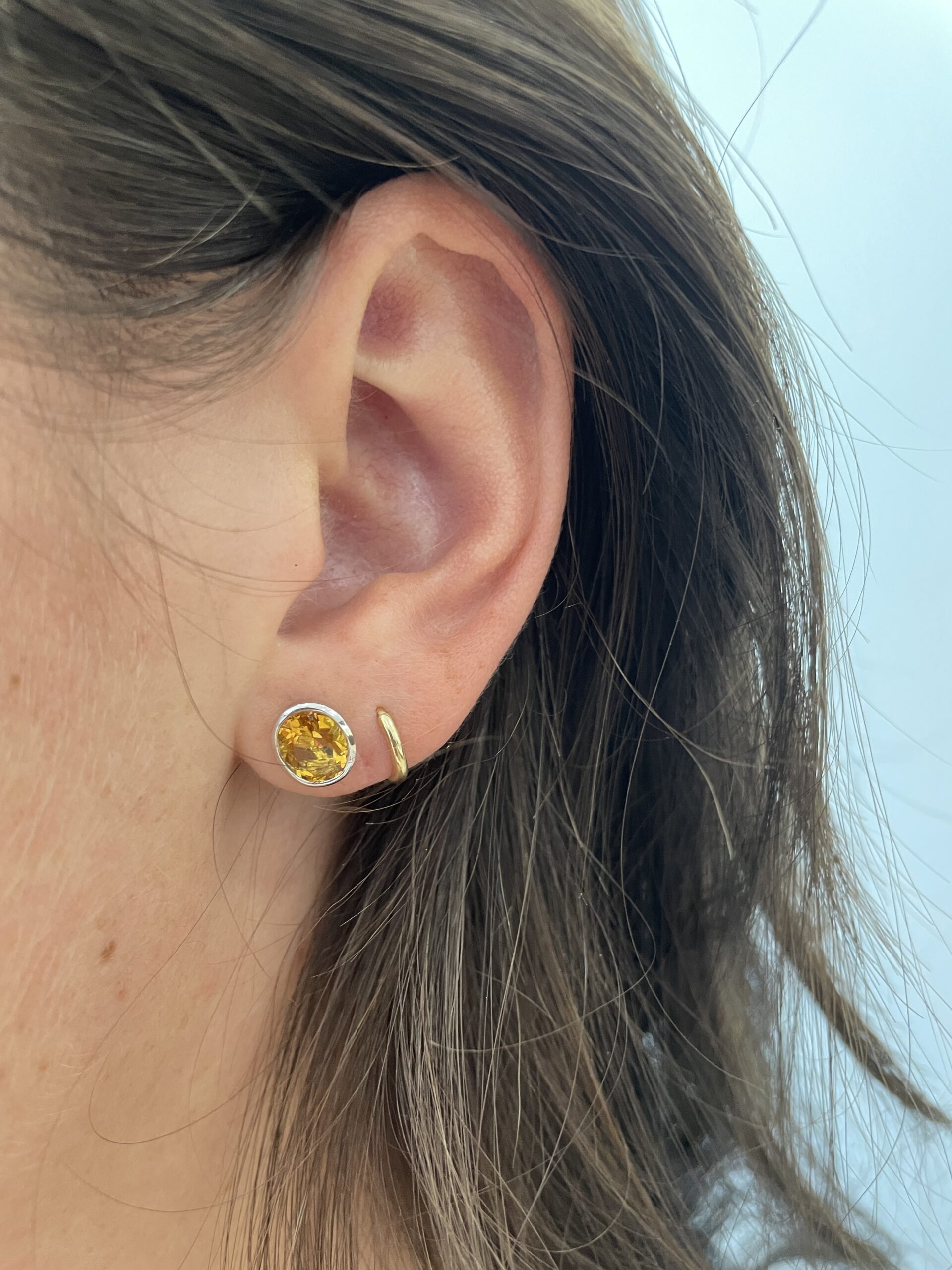 Sterling Silver Oval Citrine Stud Earrings
