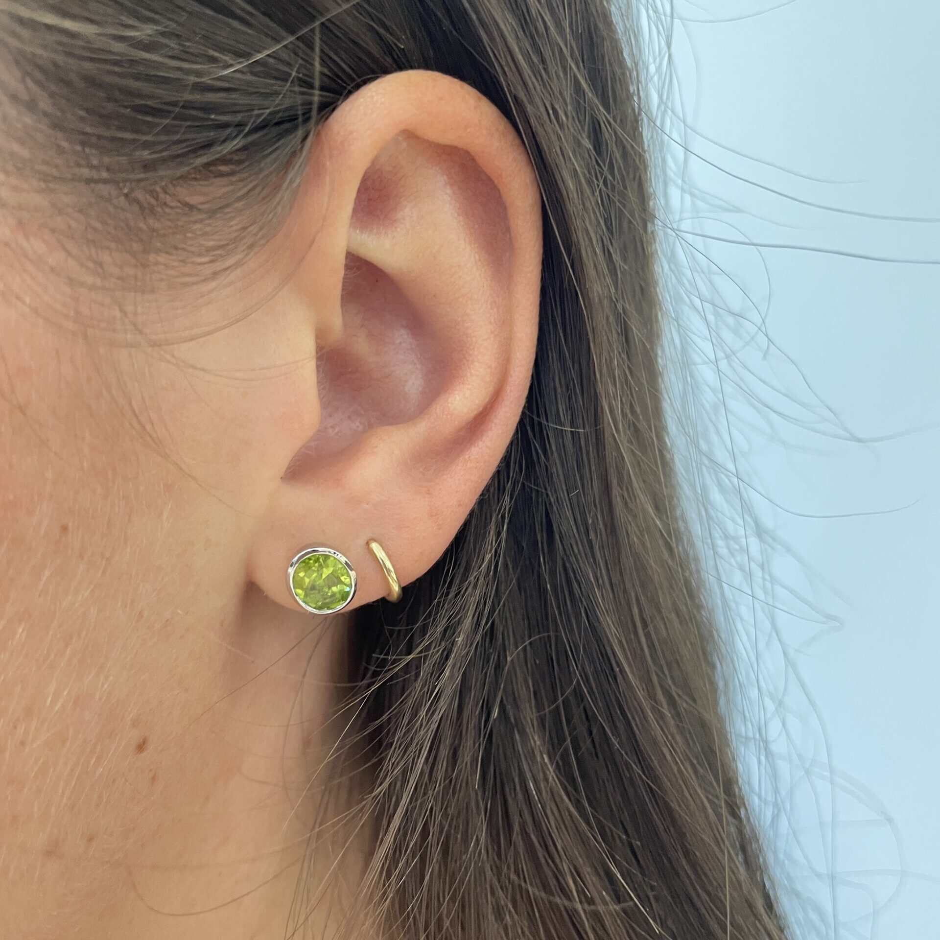 Sterling Silver Oval Peridot Stud Earrings