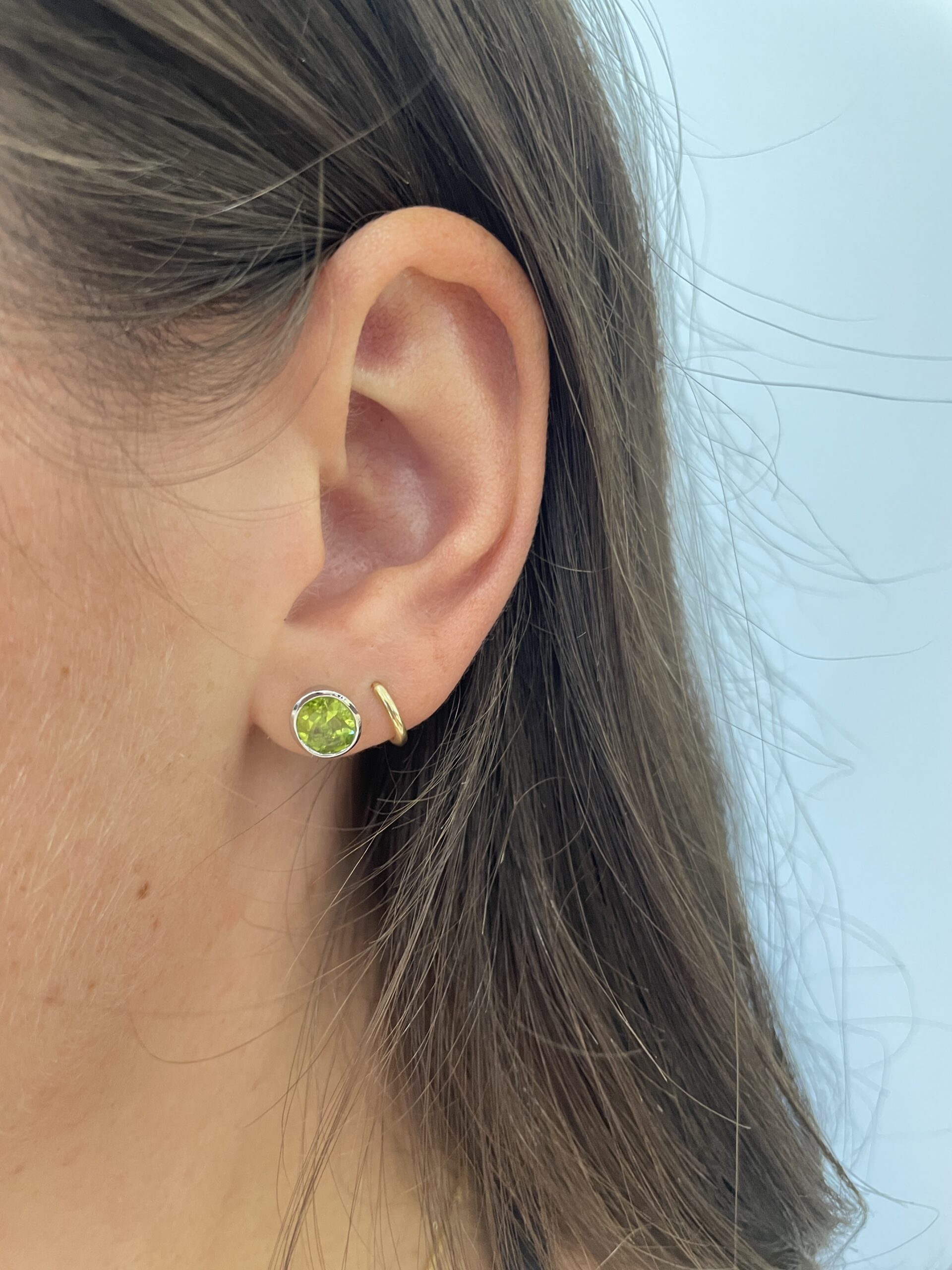 Sterling Silver Oval Peridot Stud Earrings