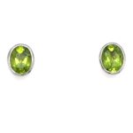 Sterling Silver Oval Peridot Stud Earrings