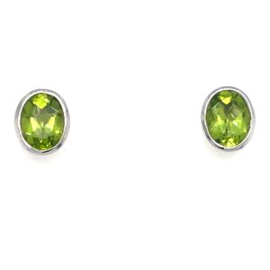 Sterling Silver Oval Peridot Stud Earrings