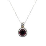 Sterling Silver & 18 Karat Gold Garnet Necklace
