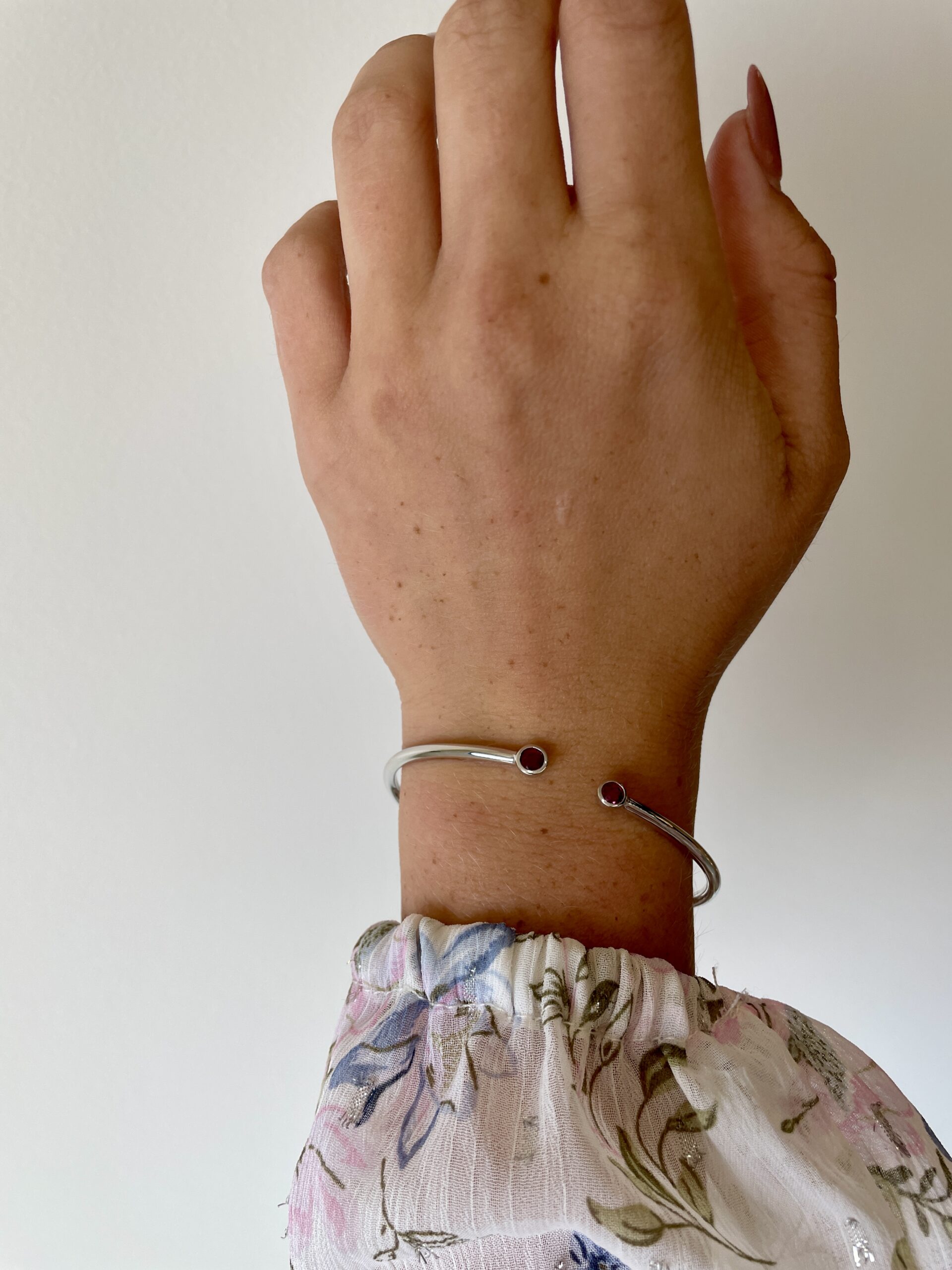 White Gold Ruby Bangle Bracelet