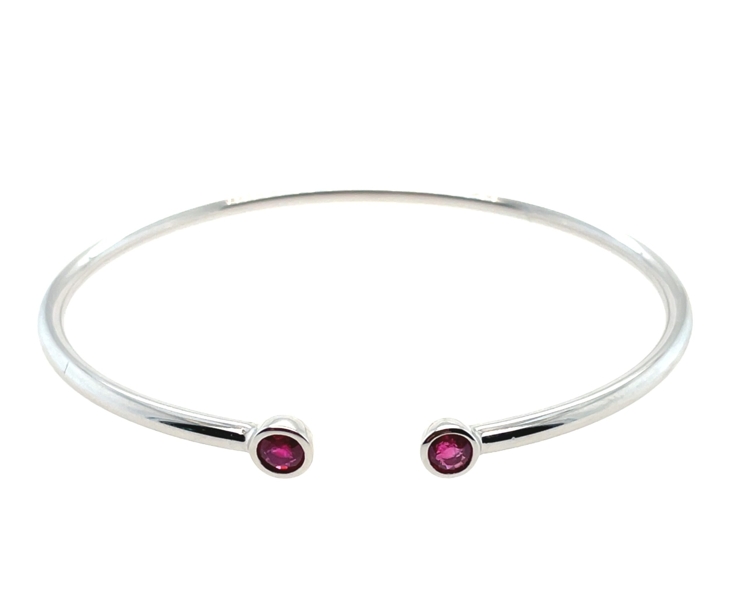 White Gold Ruby Bangle Bracelet