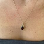 Yellow Gold Garnet Necklace with Diamond Halo
