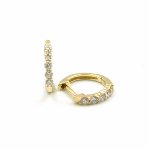 Yellow Gold Diamond Huggie Hoop Earrings
