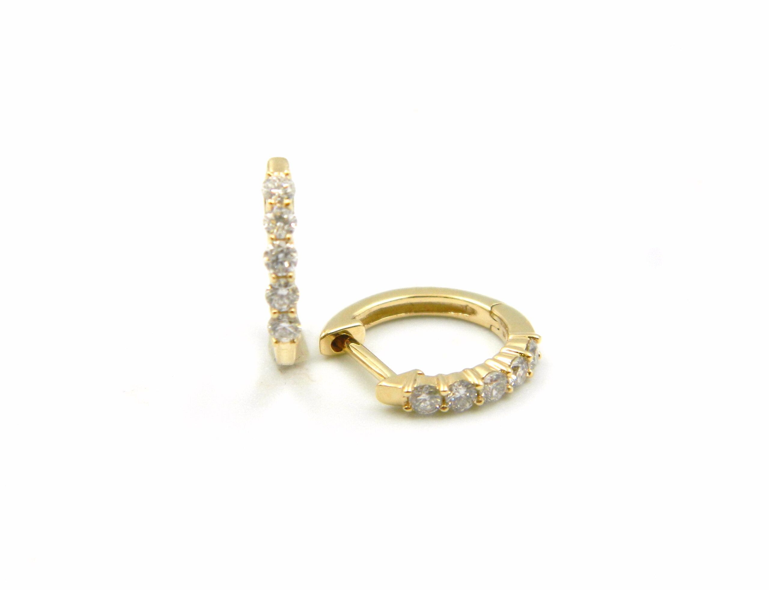 Yellow Gold Diamond Huggie Hoop Earrings
