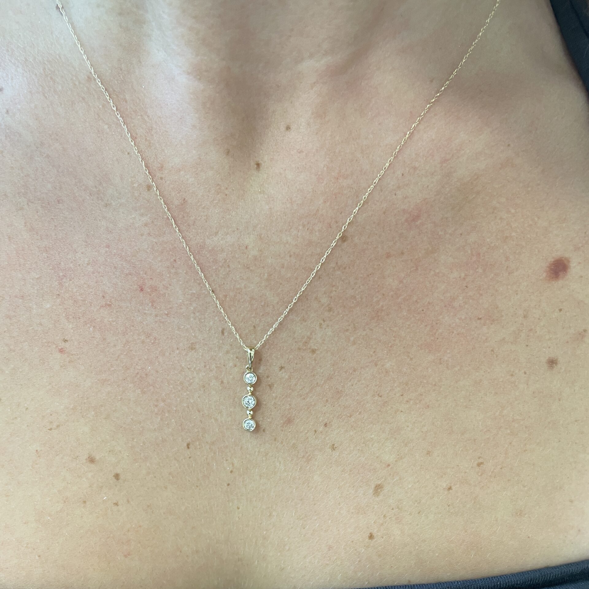 Yellow Gold Diamond Bar Necklace