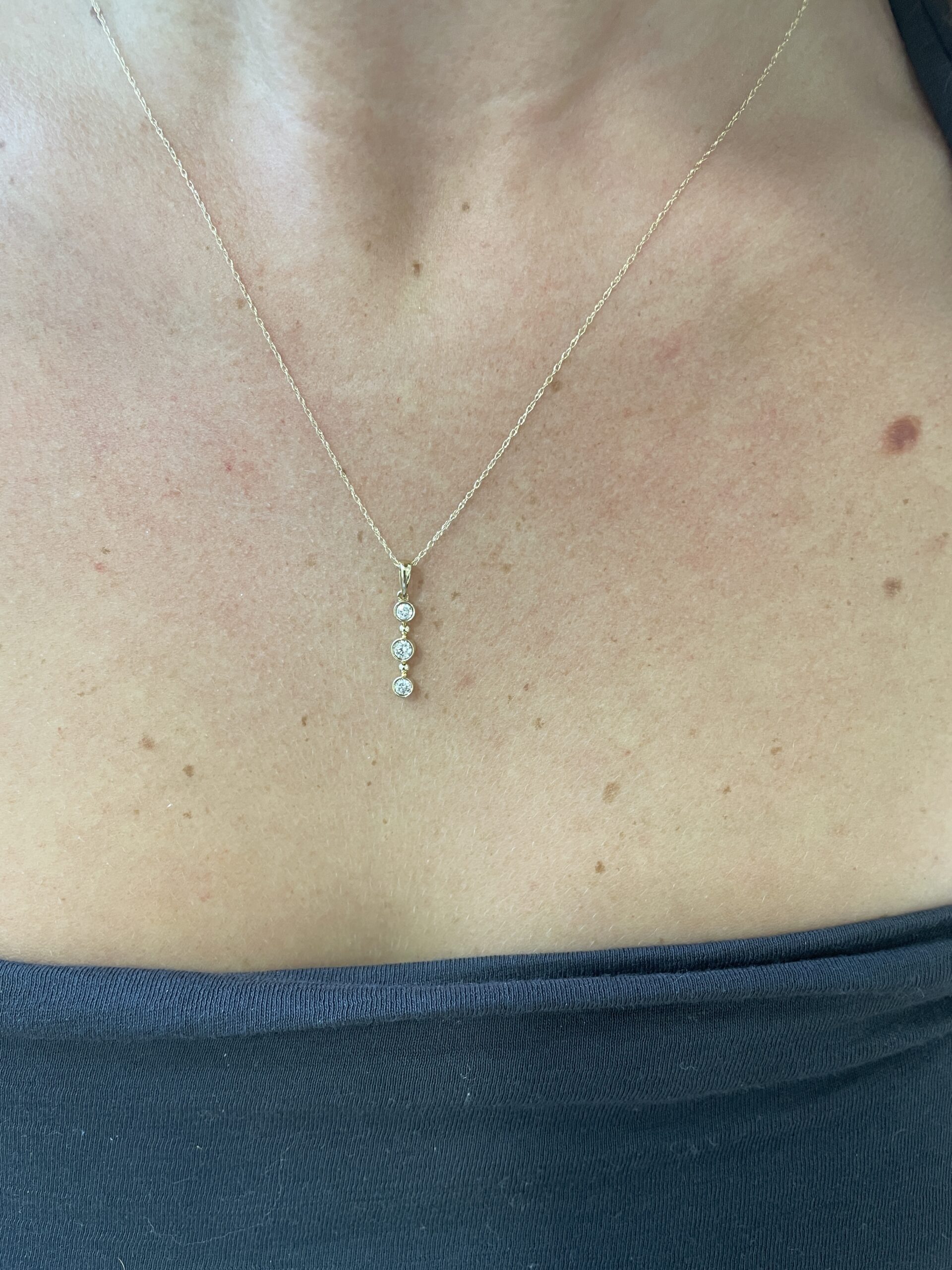 Yellow Gold Diamond Bar Necklace