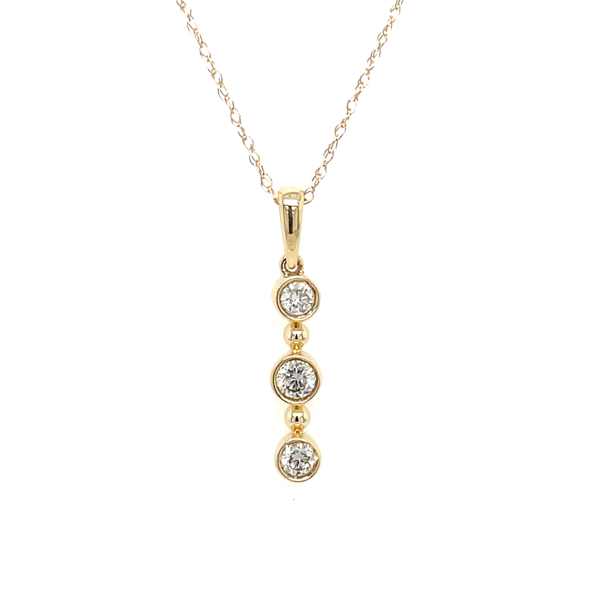 Yellow Gold Diamond Bar Necklace