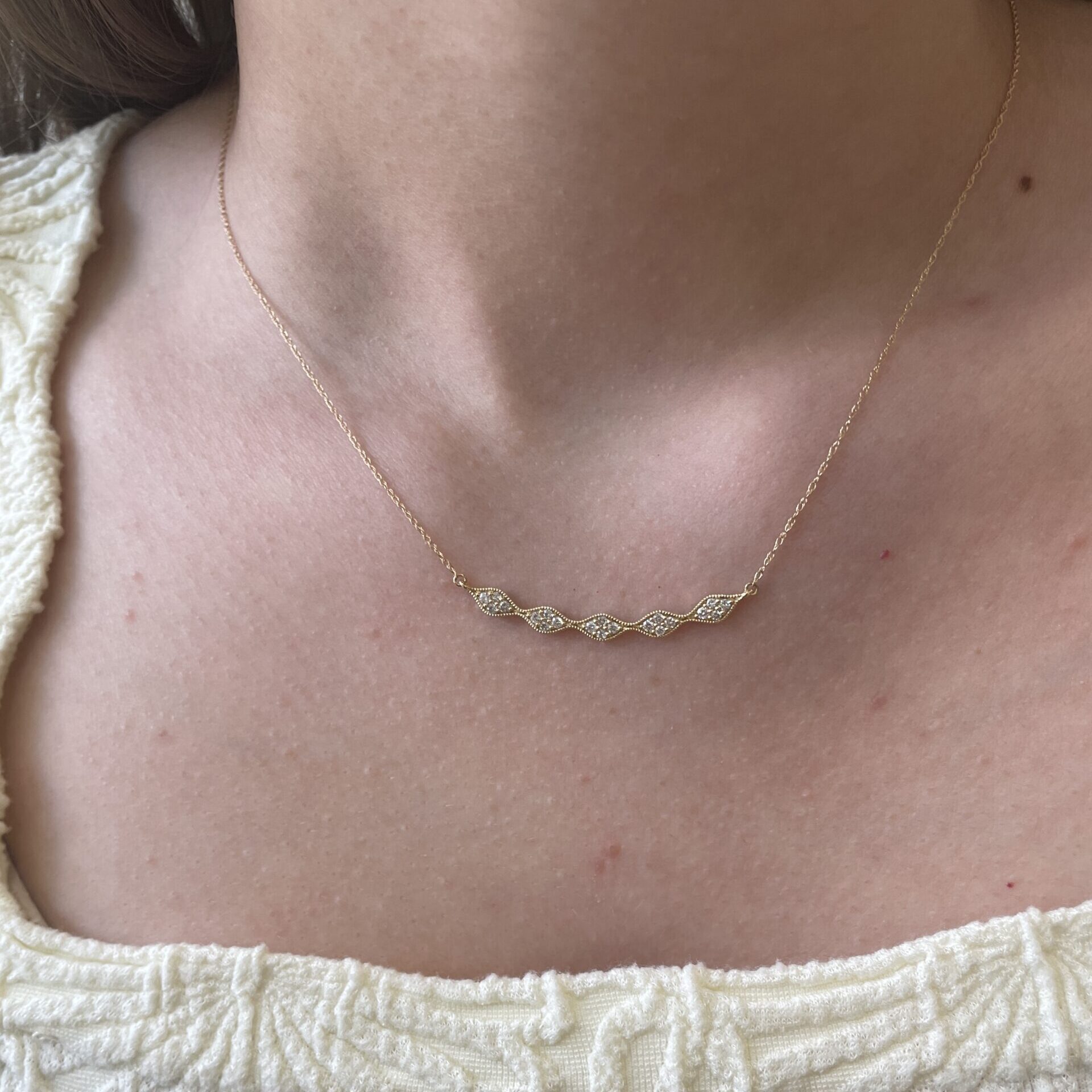 Yellow Gold Diamond Bar Necklace