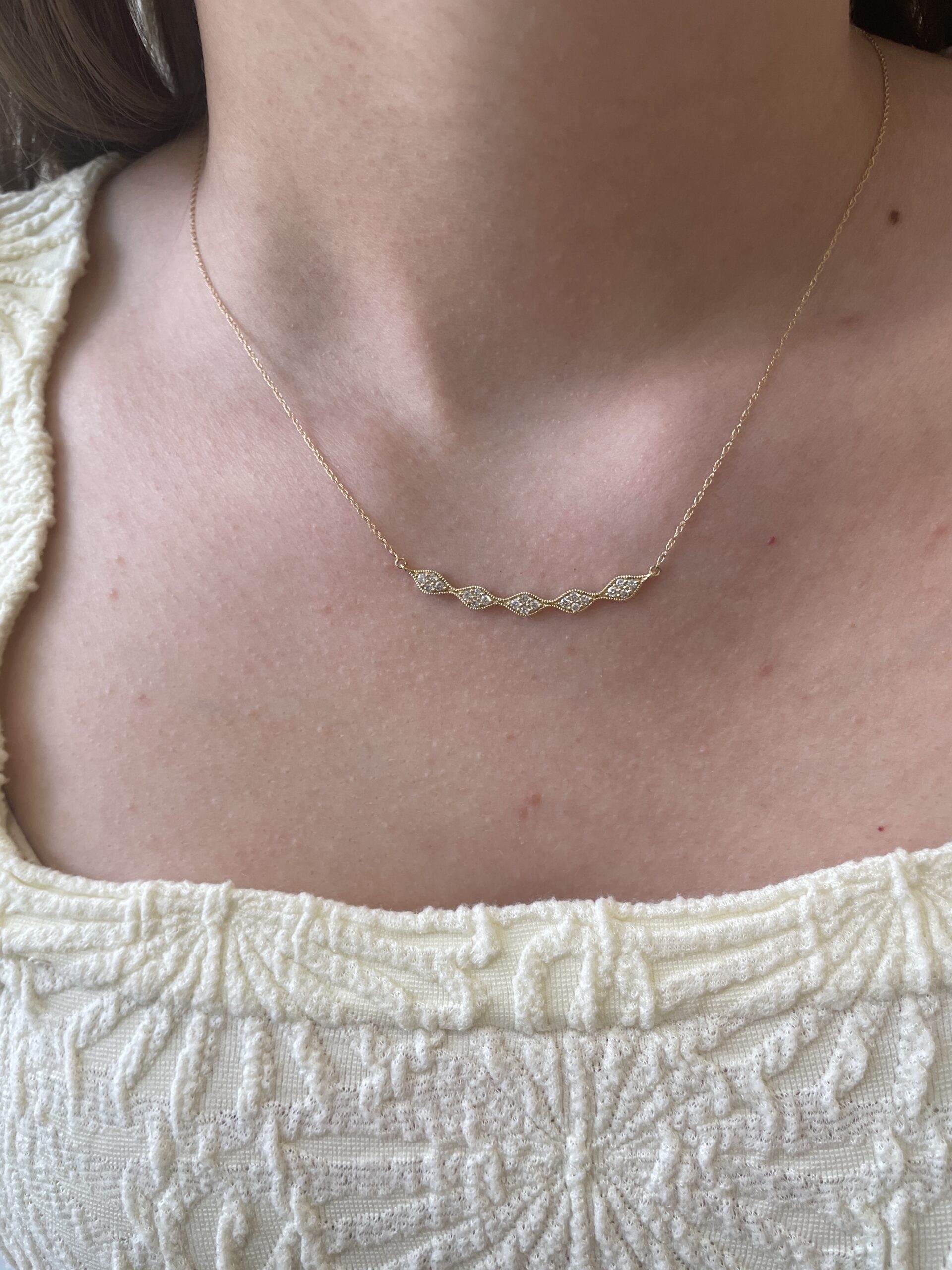 Yellow Gold Diamond Bar Necklace