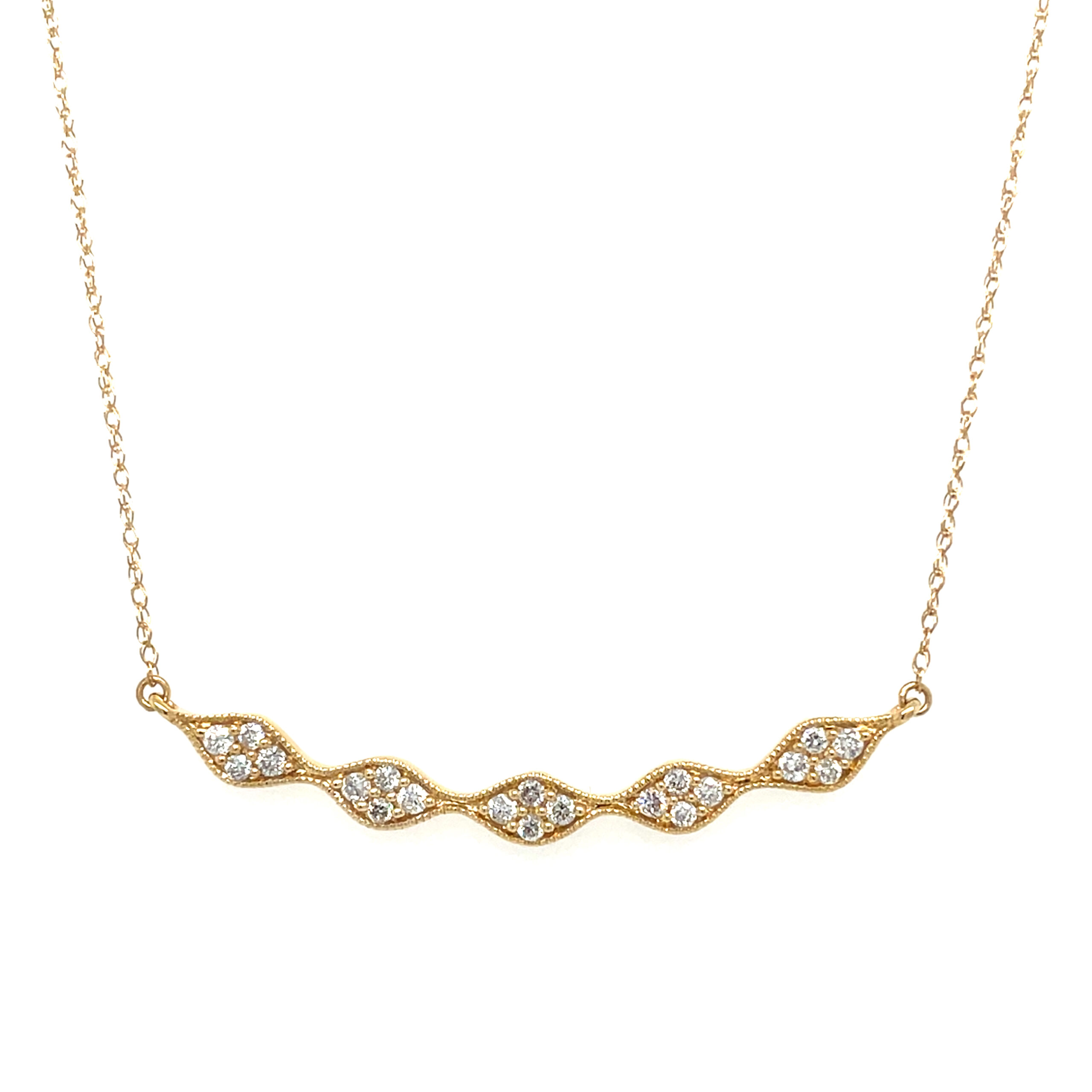 Yellow Gold Diamond Bar Necklace