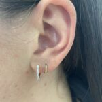 Yellow Gold Baguette & Round Diamond Hoop Earrings