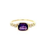 Yellow Gold Amethyst Ring with Diamonds