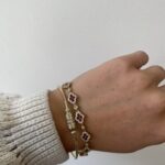 Yellow Gold Quatrefoil Ruby and Diamond Bracelet