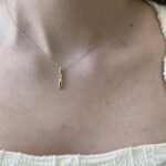 Yellow Gold Drop Necklace with Diamond Accent