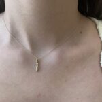 Yellow Gold Drop Necklace with Diamond Accent
