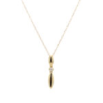 Yellow Gold Drop Necklace with Diamond Accent