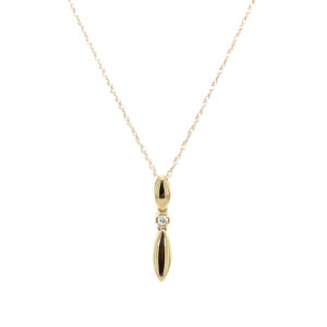 Yellow Gold Drop Necklace with Diamond Accent