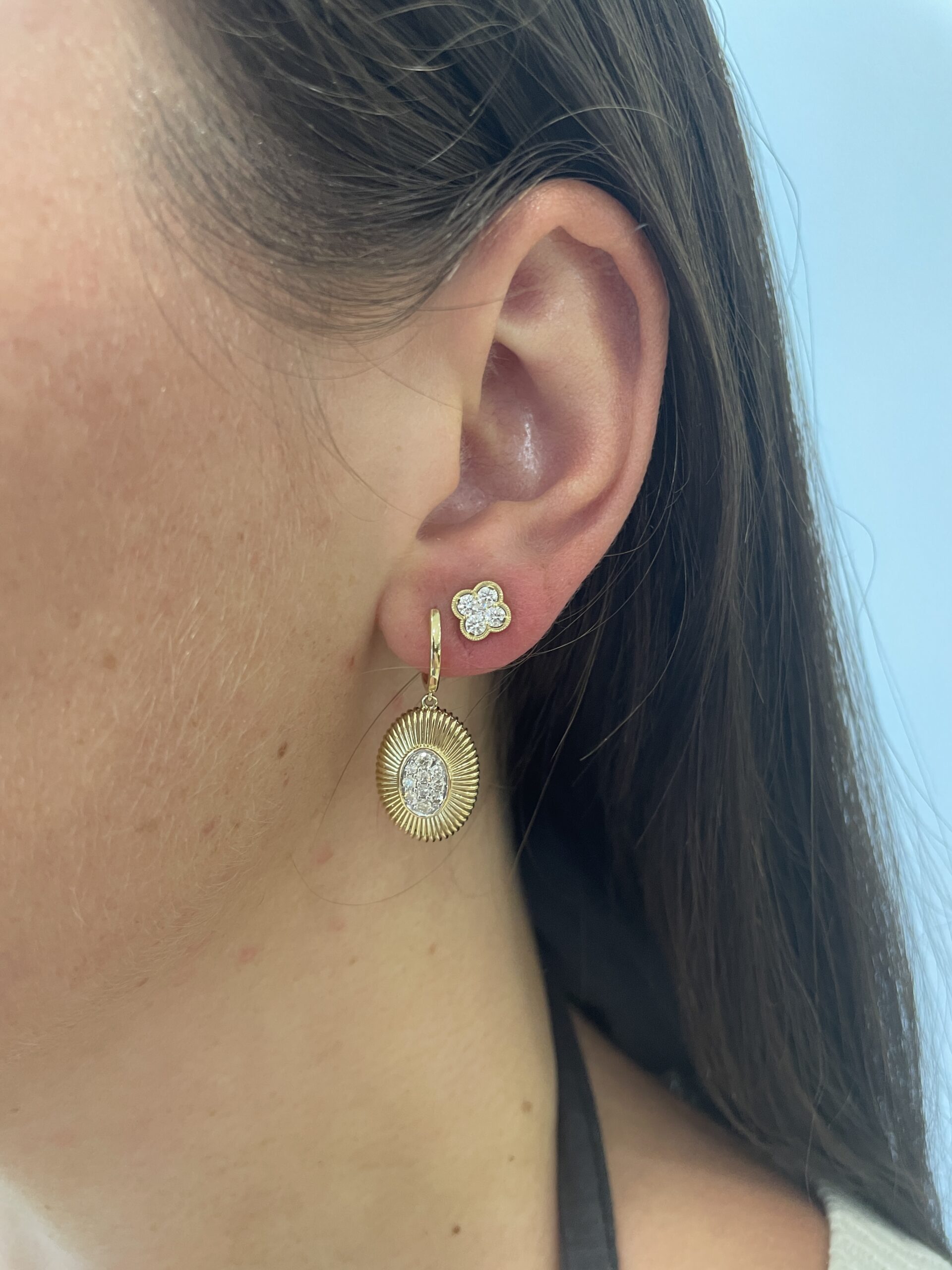 Yellow Gold Diamond Earrings