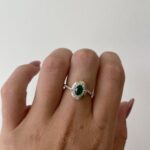 Yellow Gold Emerald and Diamond Halo Ring