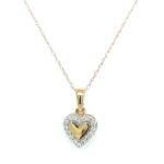 Yellow Gold Heart Pendant Necklace with Diamonds
