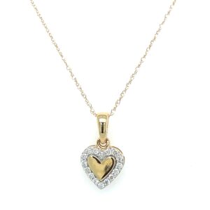 Yellow Gold Heart Pendant Necklace with Diamonds