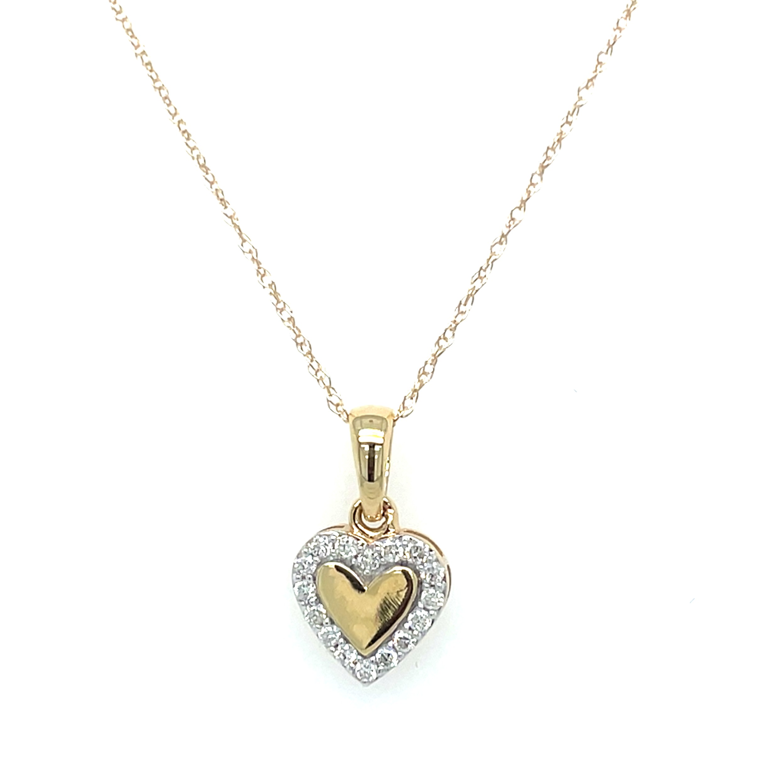 Yellow Gold Heart Pendant Necklace with Diamonds