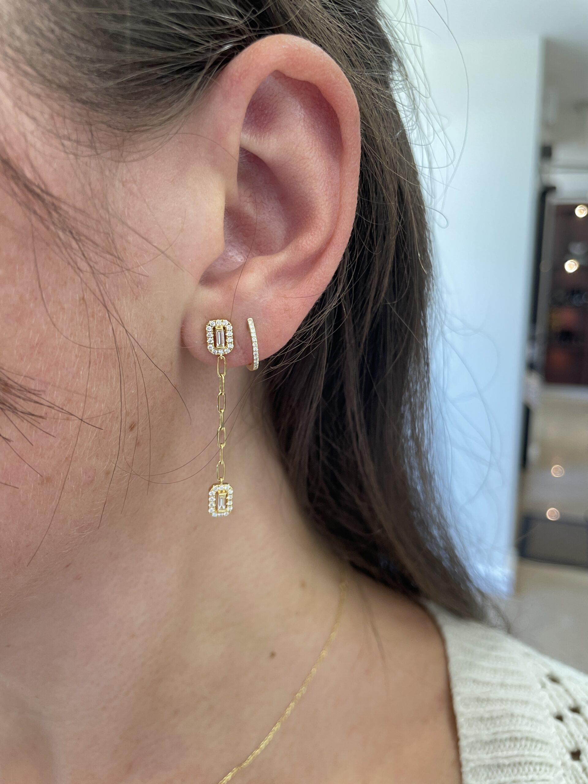 Yellow Gold Diamond Earrings