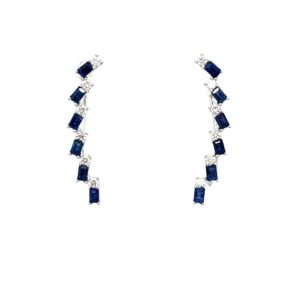 White Gold Sapphire Earrings with Diamonds