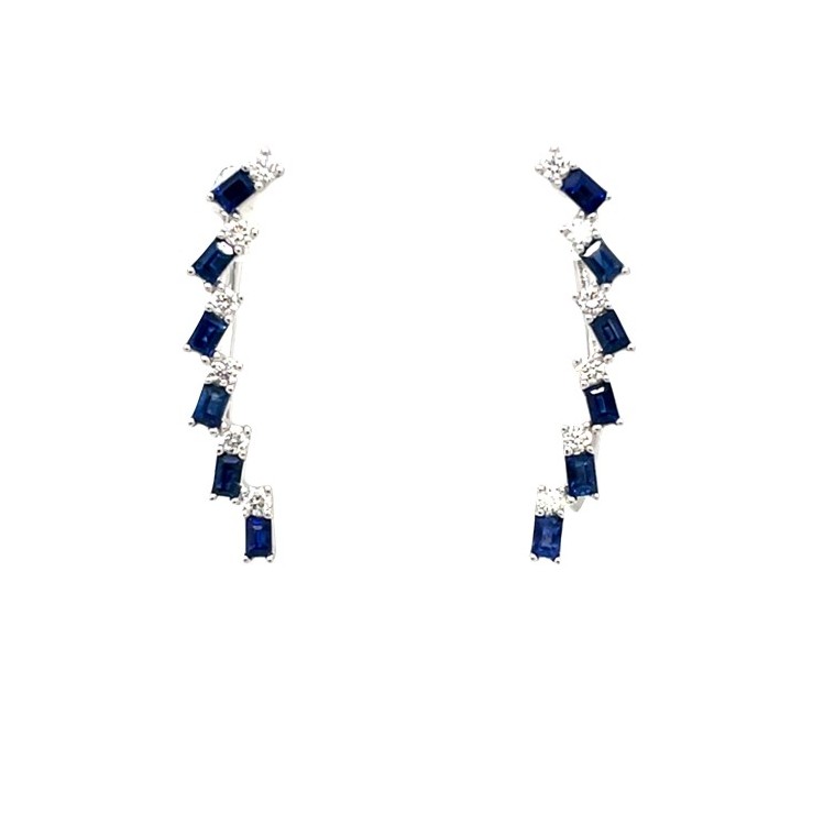 White Gold Sapphire Earrings with Diamonds