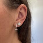 White Gold Cross Earrings with Diamonds