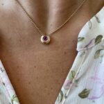 Yellow Gold Bezel-Set Pink Sapphire Pendant Necklace