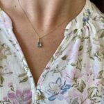 Yellow Gold Blue Topaz Hexagon Necklace