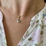 Yellow Gold Aquamarine Necklace with Diamond