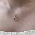 Rose Gold Morganite Necklace with Diamond Halo