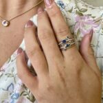 Yellow Gold Five Band Sapphire & Diamond Ring