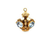 Estate: 22 Karat Yellow Gold Fob Pendant with Gemstones & Pearls